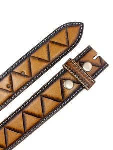 Luxury Western <b>Leather</b> <b>Tooled</b> Belt Hand Carved Cowboy Leaf Pattern with Heavy Floral Brass Buckle Custom Length - Product Image 4
