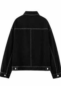 Chaqueta vaquera para mujer con cuello vuelto, color liso, cierre de botones y manga larga - Product Image 6