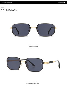LMAMBA 2A607 2024 Trendy Vintage Shades High Quality Designer Custom Logo Metal Frames Square <b>Sunglasses</b> Women Men - Product Image 4
