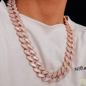925 Sterling Silver Men 20mm Baguette Cuban Link <b>Chain</b> Iced Hip Hop Style Miami <b>Rapper</b> Jewelry Moissanite Certified - Product Image 2