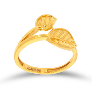 Twin Leaf Gold Plated Adjustable <b>Open</b> <b>Ring</b> Elegant Botanical Leaf Design Women's Fashion Jewelry - Product Image 1