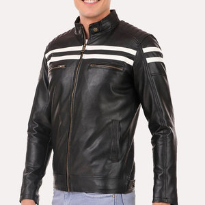Winter Collection Street Wear Heavyweight <b>Men's</b> Leather <b>Jacket</b> Slim Fit Plus Size Available Different Colors Biker Leather Coat - Product Image 2