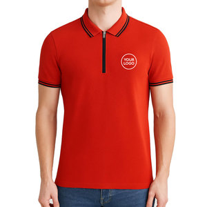 เสื้อเชิ้ตผู้ชายทรงเข้ารูปคุณภาพสูง ผ้าฝ้าย 100% คอปก ระบายอากาศ แห้งเร็ว ซิป ¼ - Product Image 1