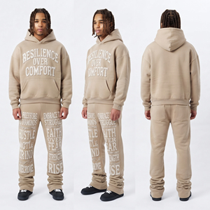 Conjunto de Sudadera con Capucha y Pantalones Deportivos Personalizados con Bordado, Conjunto Deportivo de Felpa Francesa para Hombre, Sudadera con Capucha de Algodón de 400 g/m², Conjunto Deportivo Extra Grande para Hombre - Product Image 1