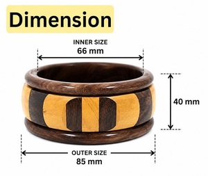 Bracelets vintage faits à la main en bois sculpté, artisanat de mode pour femmes, en provenance de l'Uttar Pradesh, par F S International - Product Image 4