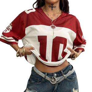 Diseña tu Camiseta Deportiva de Práctica para Mujer, Oversize, Transpirable, de Malla, Estilo Fútbol Americano, Streetwear con Número Impreso, OEM - Product Image 3