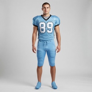 Uniforme de Fútbol Americano Personalizado para Hombre, Conjunto de Jersey y Pantalones Azul Claro, Transpirable, de Poliéster, para Equipos Adultos - Product Image 4