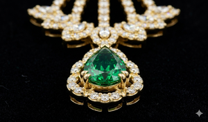 Pendientes de Araña con Esmeraldas y Diamantes Cultivados en Laboratorio |   Corte Brillante Chapado en Rodio sobre Oro de 14 Quilates |   Pendientes de Novia de Lujo - Product Image 2