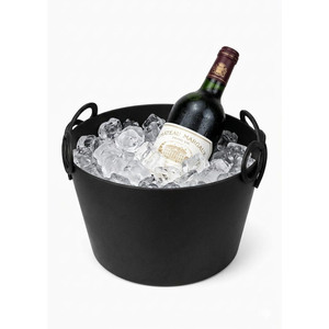 Modern Matte Black Round <b>Ice</b> Bucket With Ornate Celtic Knot Handles Premium Party Wine Beer Chilling Beverage Tub For Serving - Product Image 5