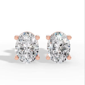 Pendientes de Lujo de Oro de 18K con Diamantes Cultivados en Laboratorio, Corte Oval Resplandeciente, Cuatro Puntas, 9x7mm, Color D, Certificados por IGI, para Mujer - Product Image 2