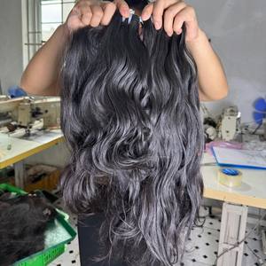 35-40 Uds. Proveedor vietnamita cutícula completa alineada pelo crudo negro Natural ondulado Genius máquina de trama Paquete de doble dibujado de Qhair - Product Image 3