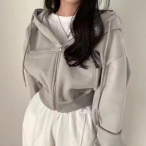 Sudadera con Capucha y Cremallera para Mujer, Estilo Oversize, Color Sólido, Informal, para Otoño, Tejido French Terry, Manga Regular, 2027 - Product Image 5
