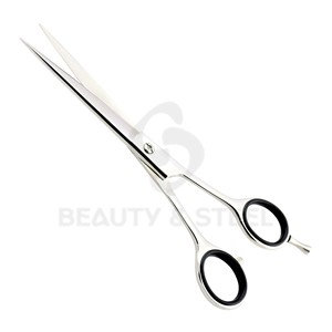 Professional Stainless Steel Hair Cutting Scissors with Teal Green Finger <b>Rings</b> and Ergonomic Offset Handle Grip - Product Image 5