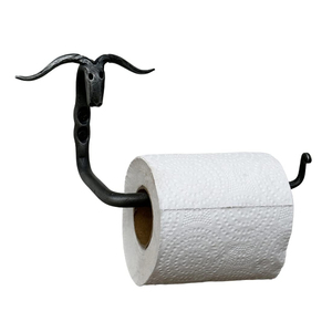Porte-papier toilette mural en métal fait main en forme d'animal, style rustique industriel, décoratif pour salle de bain - Product Image 1