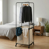 Meilleure VENTE en Gros : Panier à Linge Multifonctionnel en Fonte avec Chariot et Cintres pour Rangement Domestique