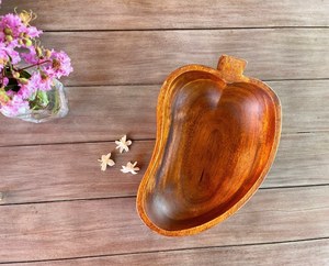Tazón Artesanal de Madera de Acacia con Diseño de Mango, Tazón de Madera Hecho a Mano, Tazón para Ensalada, Tazón para Pasta, Tazón de Madera, Regalo - Product Image 1