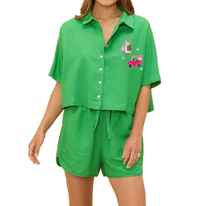 Nouveautés 2025 – Ensemble 2 pièces décontracté pour femme, haut et short de golf brodés de sequins, tissé, respirant, avec logo personnalisé, faible MOQ - Product Image 4