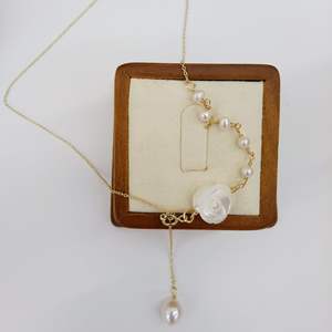 Collier en argent S925 avec perle d'eau douce, pendentif élégant en coquille de rose, lumière intense, sans défaut, chaîne de clavicule, pendentif unique et fin pour - Product Image 2