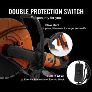 Coupe-béton électrique à disque humide de 16 pouces, moteur 3200 W avec 6 profondeurs de coupe réglables, scie circulaire électrique - Product Image 5