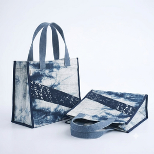 Sac fourre-tout en toile indigo tie-dye pour femmes/unisexe, sac de shopping en coton batik naturel écologique, sac de plage en tissu imprimé personnalisé - Product Image 3