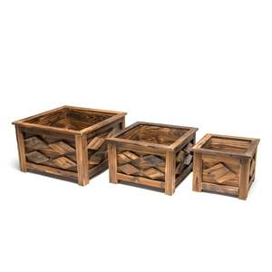 Reliable Manufacturer Outdoor Weather Resistant Fir Wood Flower Planter Container for Patio Deck Porch <b>Garden</b> Landscaping <b>Supply</b> - Product Image 2