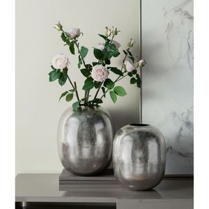 Florero decorativo de metal y plata, jarrón de Decoración de mesa, 25 cm - Product Image 6