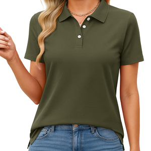 Polo pour femme à manches courtes, couleur unie, séchage rapide, qualité supérieure, look professionnel - Product Image 1