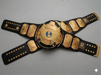 Ceinture de champion bleue avec aigle ailé, plaques en zinc de 4 mm, sangle en cuir Ronpex RI-2605, épaisseur de 1,5 cm, unisexe
