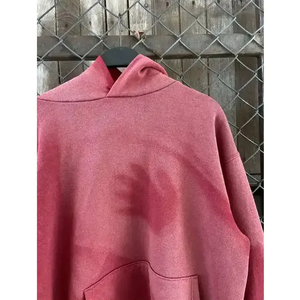 Sudadera con capucha de algodón grueso de alta calidad para hombre, con cremallera, color liso, efecto desgastado por el sol, lavado ácido personalizado, rasgada, vintage, desgastada, de forro polar, para invierno - Product Image 2