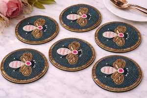 Seed Beads Coaster Pure Handmade Customized Color Shape Buddhist Style Tea Coffee <b>Wine</b> ETC Beaded Coaster Unique - Product Image 6