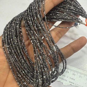 Perles en diamant brut noir de qualité AAA, forme cube, 3-4 mm, pierres précieuses naturelles pour la création de bijoux, prix de gros - Product Image 1