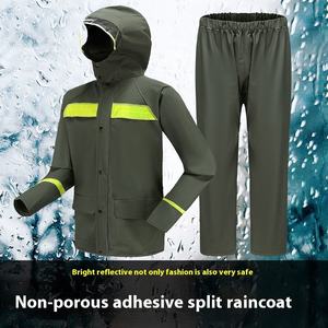 Combinaison de pluie réutilisable et imperméable pour le cyclisme, en tissu Oxford robuste, réfléchissante, ensemble 2 pièces (veste et pantalon) pour le travail en extérieur - Product Image 2