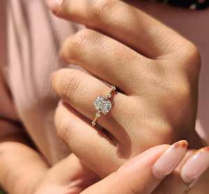 Anillo de Compromiso con Diamante Cultivado en Laboratorio de 1 Quilate, Corte Cojín, Oro Sólido de 10k/14k/18k, Anillo de Boda para Mujer, Sin Níquel, Sin Plomo - Product Image 1