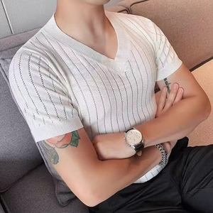 Nueva Camiseta Casual para Hombre con Cuello Redondo y Manga Regular, 100% Algodón Transpirable, Diseño Liso con Acabado Lavado y Patrón Sólido - Product Image 6