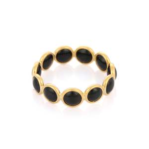 Bague d'éternité en or 18 carats avec onyx noir - Bague de mariage ajustable pour femme avec pierres précieuses - Product Image 6