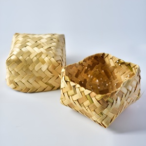 Cajas pequeñas cuadradas de bambú tejido para regalos de boda, cumpleaños, o como cestas de regalo, costo directo del proveedor. - Product Image 6