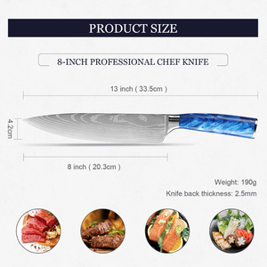 Professional Hand Forged Eco-Friendly Dishwasher Safe Damascus Steel Chef <b>Knife</b> Razor <b>Sharp</b> <b>Kitchen</b> Cooking <b>Knife</b> Premium Resin - Product Image 4