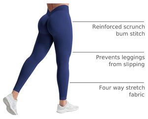 High Waisted Seamless Yoga Leggings V Back Scrunch <b>Butt</b> <b>Lifting</b> Full Length Workout <b>Pants</b> for Gym - Product Image 3
