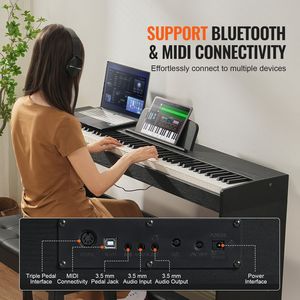 Đàn piano kỹ thuật số 88 phím nặng cân hoàn toàn với bàn phím kép và giá đỡ tủ đơn giản - Product Image 6