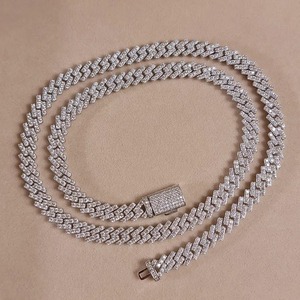 Cadena Cubana de Moissanita Personalizada de Fábrica, Collar Hip Hop de Plata Esterlina 925 con Diamantes Engastados para Suministro Mayorista de Joyería - Product Image 1