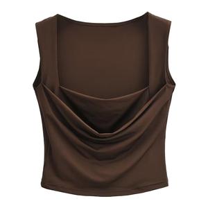 Camiseta sin mangas para mujer con cuello cuadrado, largo regular, lazo frontal asimétrico, estilo casual, holgada, oversize, lavado ácido, transpirable - Product Image 1