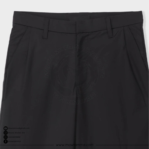 Pantalon formel plissé noir pour homme, taille haute, coupe droite, tissé, poids moyen, fermeture boutonnée, style pantalon unisexe - Product Image 4