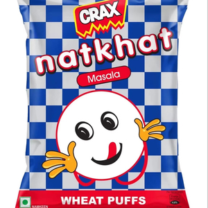 ขนมขบเคี้ยว CRAX Natkhat รสมาซาลา ข้าวสาลีอบกรอบ ฮารายาณา แพ็ค 12 ชิ้น - Product Image 1
