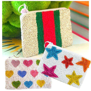 Preppy Beaded Eco-Friendly Summer Coin Purse Pouch Vintage <b>Lady</b> Fashion Wallet Zipper Detachable Strap Flowers - Product Image 6