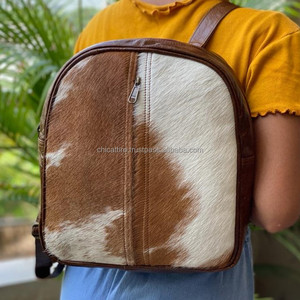 Nouveaux vrais cheveux faits à la main sur cacher fourrure sacs à dos en cuir rétro véritable cuir de vachette naturel Vintage unisexe décontracté travail sacs à dos - Product Image 2