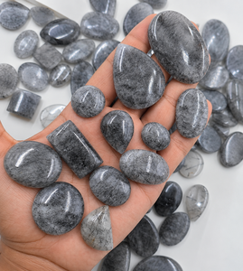 Wholesale Natural Black Rutilated Quartz Loose Gemstones Tumbled Crystal <b>Stones</b> Polished <b>Pebbles</b> for Jewelry Craft - Product Image 1