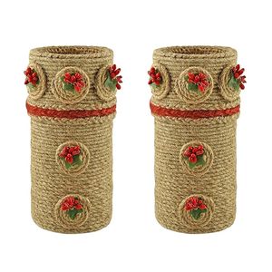 Jute Red <b>Small</b> Flower <b>Vase</b> Decorative Handmade Durable Eco-Friendly Tabletop <b>Vase</b> for Living Room Bedroom Office Modern Home - Product Image 1