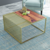 Mesa de Centro Moderna de Madera Sheesham y Metal Dorado – Mesa de Centro de 32 Pulgadas con Dos Estantes para Sala de Estar - Product Image 3