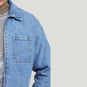 Quality Casual Embroidered Windproof Oversized Drop Shoulder Denim <b>Jeans</b> <b>Jacket</b> for Men Distressed <b>Black</b> 100% Cotton Winter - Product Image 4