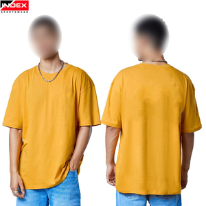 T-shirt Homme INDEX Jaune Oversize à Manches Courtes Col Rond en Coton Jersey Couleur Unie Respirant Coupe Décontractée - Product Image 6